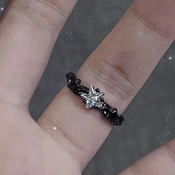 DAIIIBABYYY  -  Irregular Black Cross Star Animal Spider Aesthetic Rings For Women Y2K EMO Gothic Ring Grunge Halloween Rave Jewelry Accessories
